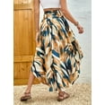thumbnail image 3 of QINCAO Womens High Waist Smocked Bohemian Long Skirt Elegant Chic Skirt with Belt S-XXL, 3 of 4