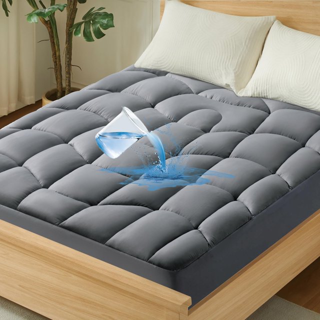Protector de colchón UNIKOME, totalmente impermeable, ergonómico, gris