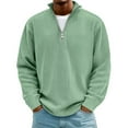 thumbnail image 1 of Pounoo Mens Tops Half Zip Ribbed Texture Long Sleeve Shirts Loose Fit Casual Daily Office Commute Comfortable Pullovers Gift, 1 of 2