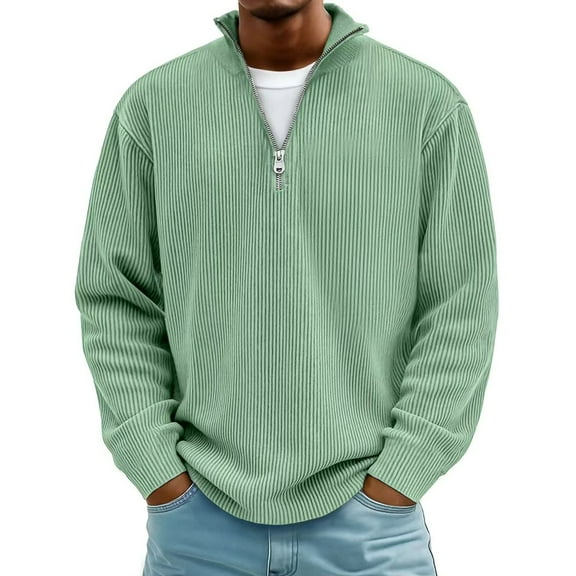 Yaoyar Mens Quarter Zip Sweater Casual Slim Fit Pullovers Sweaters Knit Twill Texture Pullover