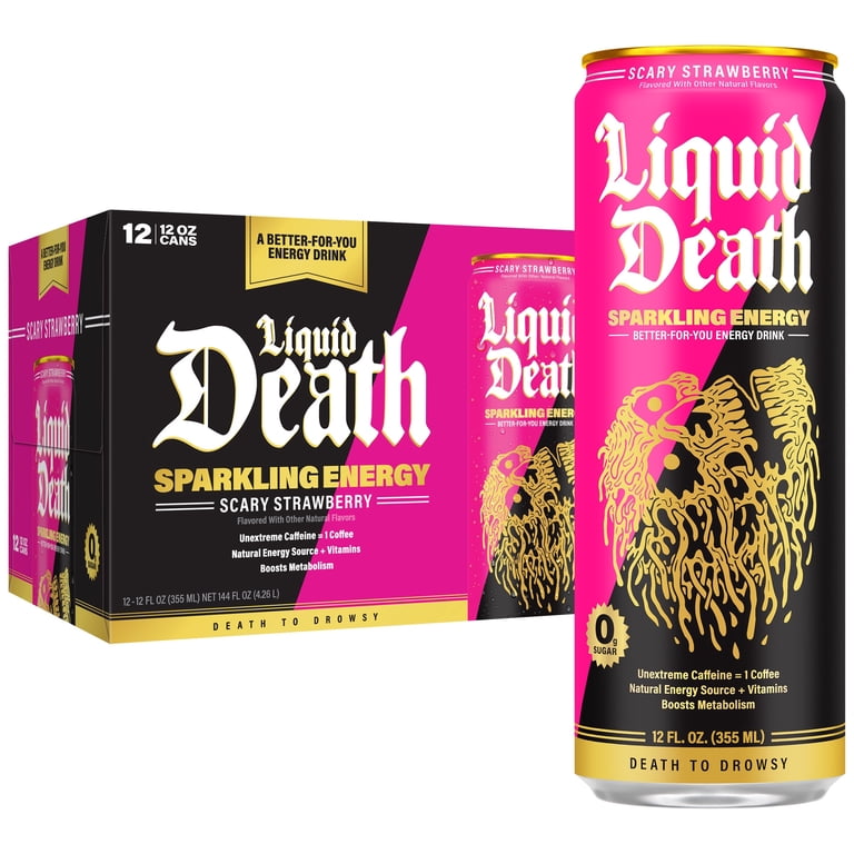 Liquid Death Sparkling Energy Scary Strawberry, 12 fl oz, 12 Pack photo 1