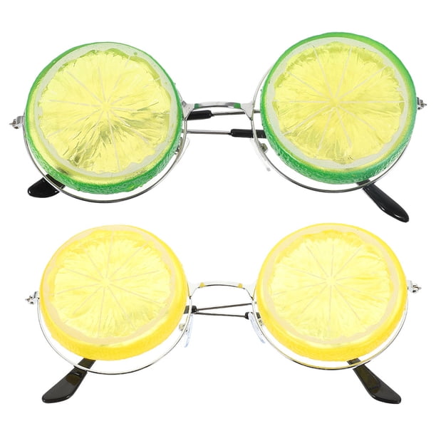 2 gafas con forma de limón para fiestas en la playa, divertidas gafas de limón de verano, decoraciones de frutas, gafas novedosas, gafas de fiesta.