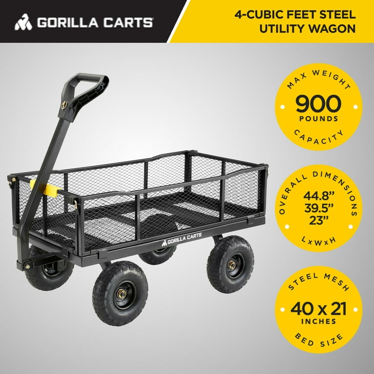 Gorilla Carts 3 Cu. Ft. 400 Lb. Steel Utility Garden Cart