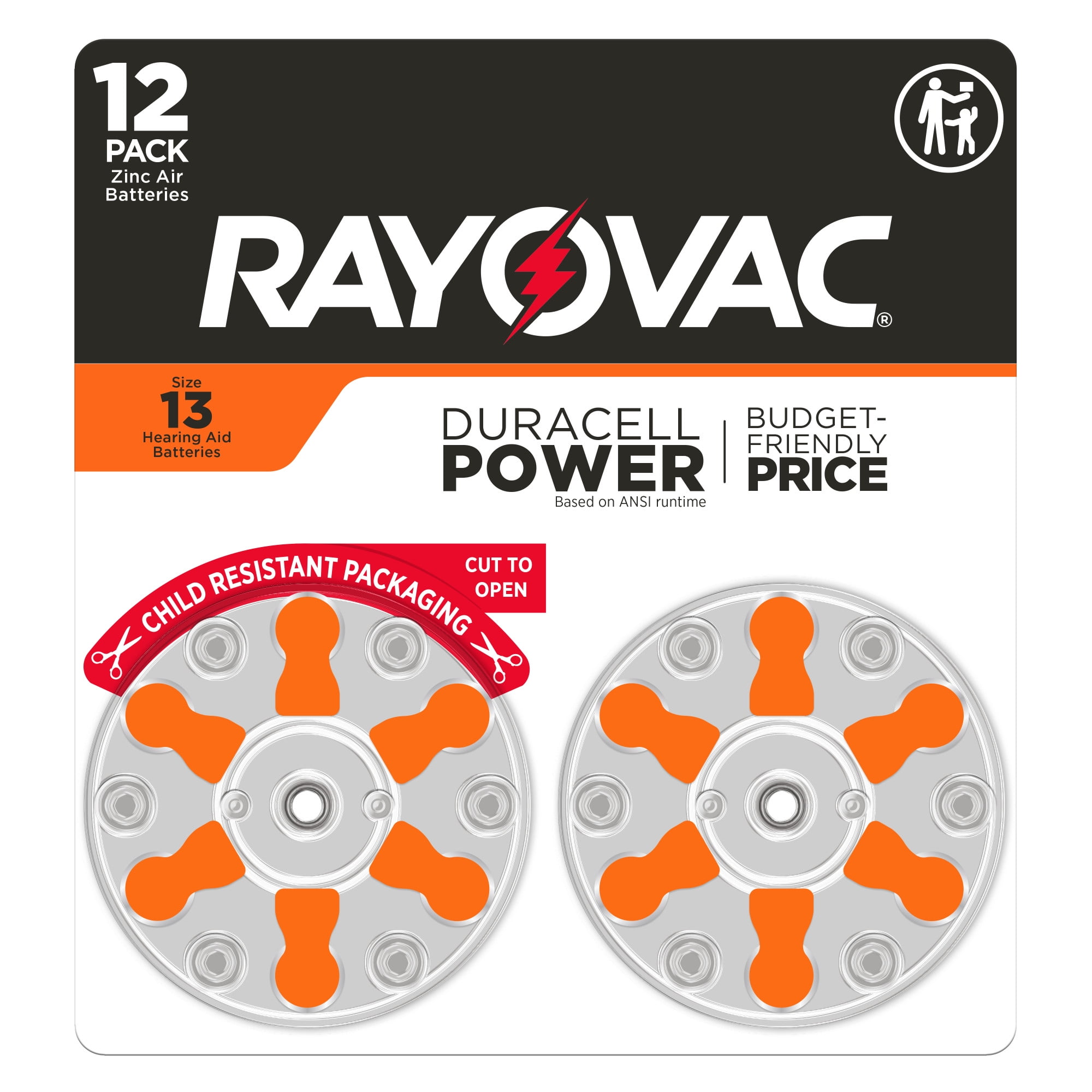 (5 pack) Rayovac Size 13 Hearing Aid Batteries (12 Pack), Size 13 Batteries