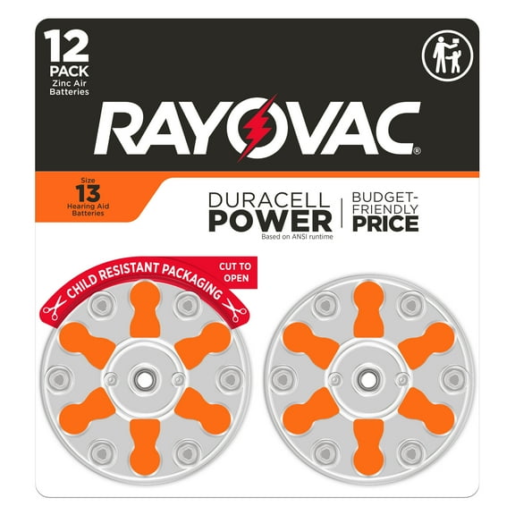 Rayovac Size 13 Hearing Aid Batteries (12 Pack), Size 13 Batteries
