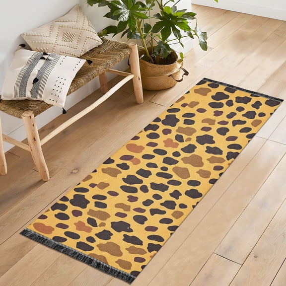 Ryvnso Leopard Design Bedroom Runner Rug 2'x6' Hallway Area Carpet Non Slip Entryway Mat with Tassels