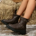 thumbnail image 5 of Wensltd Round Toe Riding Boots for Women Side Zip British Style Knight Boots Ankle Length, 5 of 8