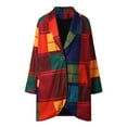 thumbnail image 4 of Women Fall Jacket Rainbow Plaid Wool Coat Fashion Long Sleeve One Button With Pocket Trendy Coat, 4 of 9