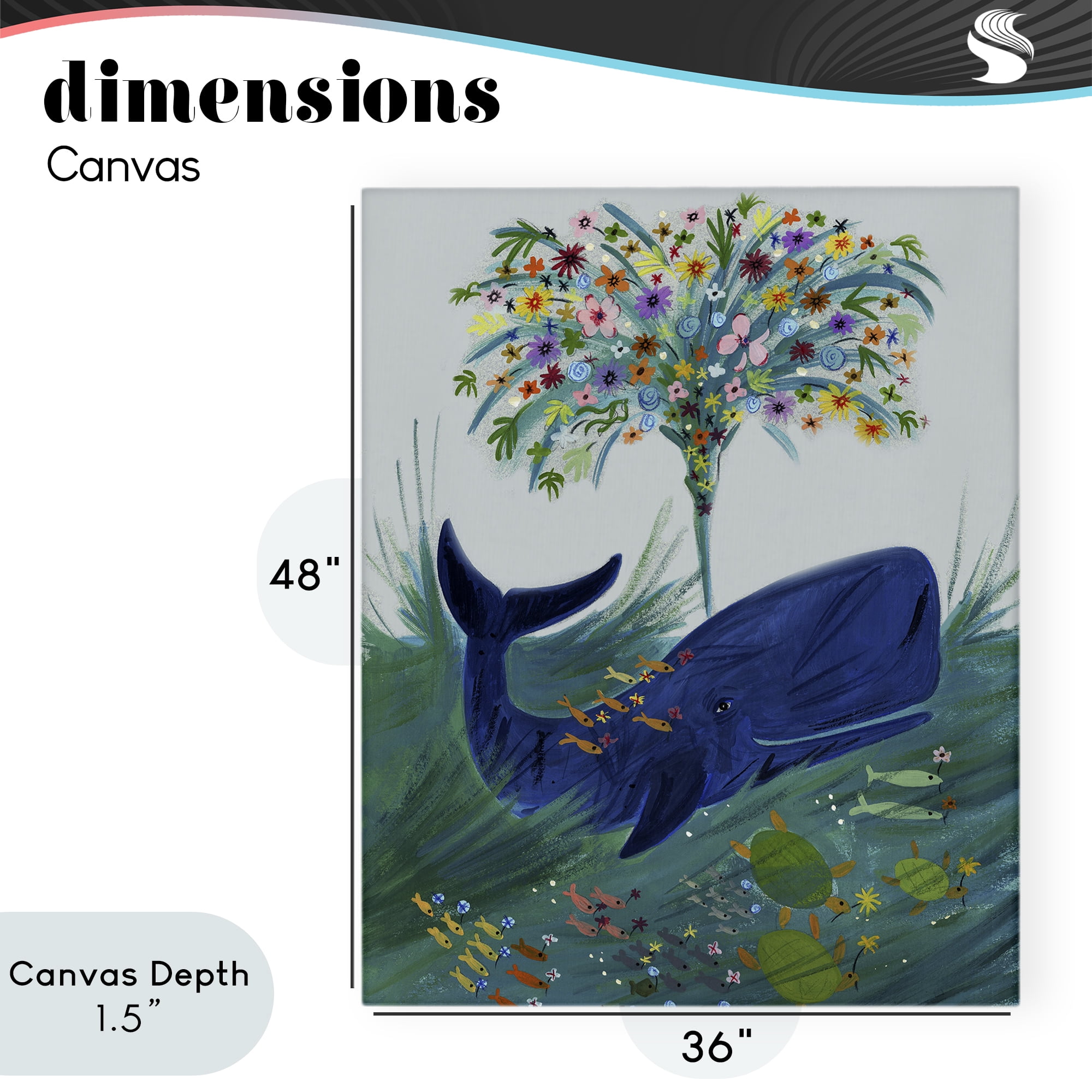 Stupell Industries A Flowery Whale Canvas Wall Art, design by Kay Widdowson