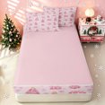 thumbnail image 4 of Erosebridal Kawaii Christmas Zipper Full Size Comforter Sets with Fitted Sheet and 2 Pillowcases, House Snowflake Zipper Bedding Set, Pink, Pink Reversible, 4pcs, 4 of 7