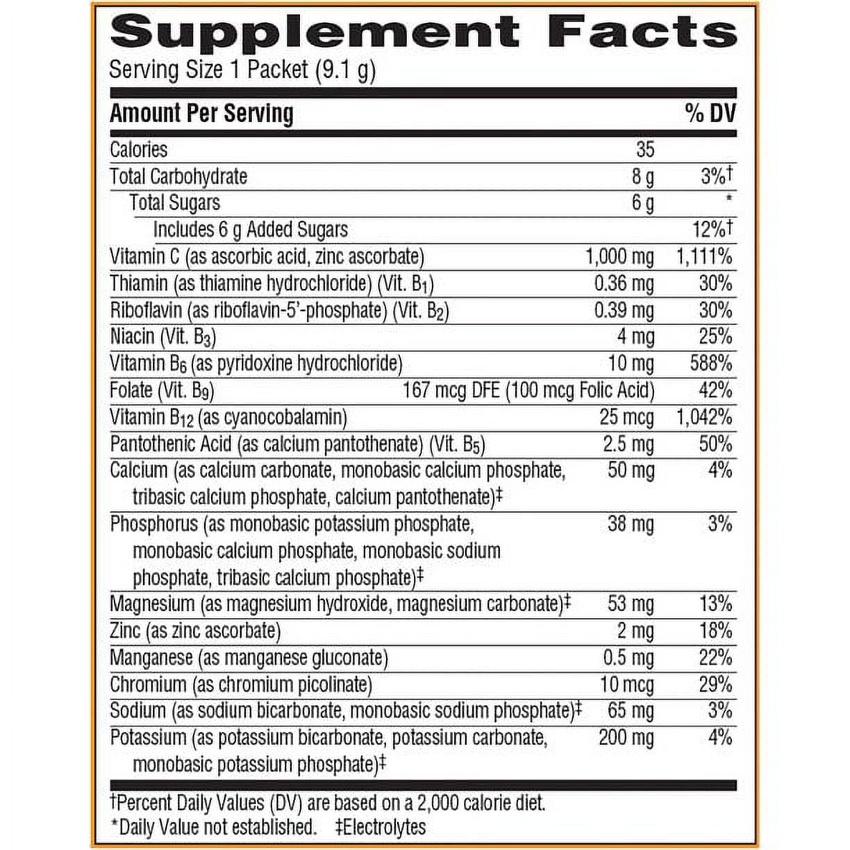 Emergen-C 1,000 mg Vitamin C Drink Mix Packets Super Orange 10 Each (Pack of 6)