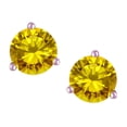 thumbnail image 3 of Star K� Round 7mm Genuine Citrine Three 3 prong Martini Screw back Stud earrings, 3 of 9