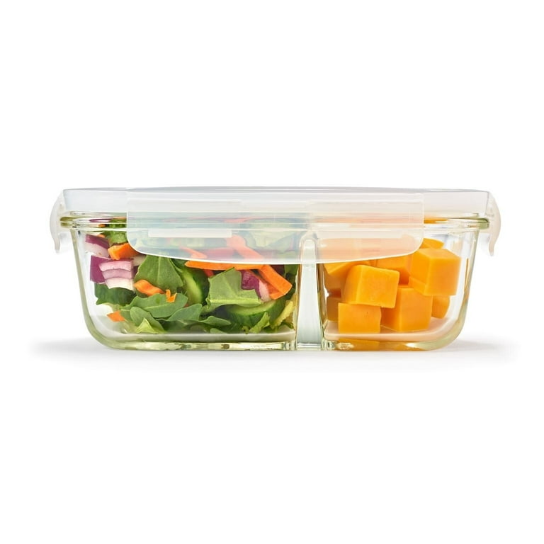  Fit & Fresh Divided, 5-Pack, Two Compartments, Set of 5  Containers with Locking Lids, Glass Storage, Meal Prep Containers with  Airtight Seal, 27 oz. : Everything Else