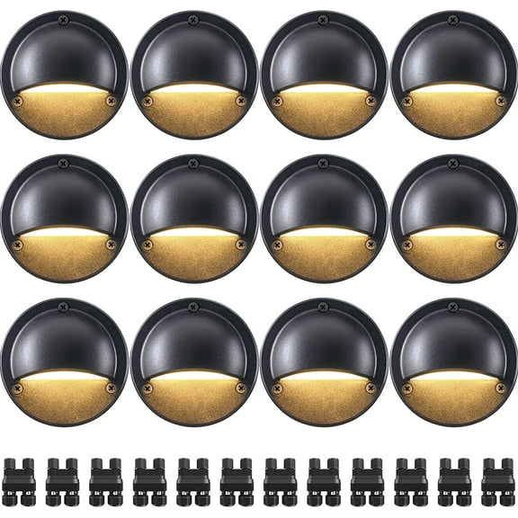 SUNVIE Low Voltage LED Deck Lights with Wire Connectors 5W Outdoor Landscape Lighting Waterproof for Fence Post Step, 12 pack