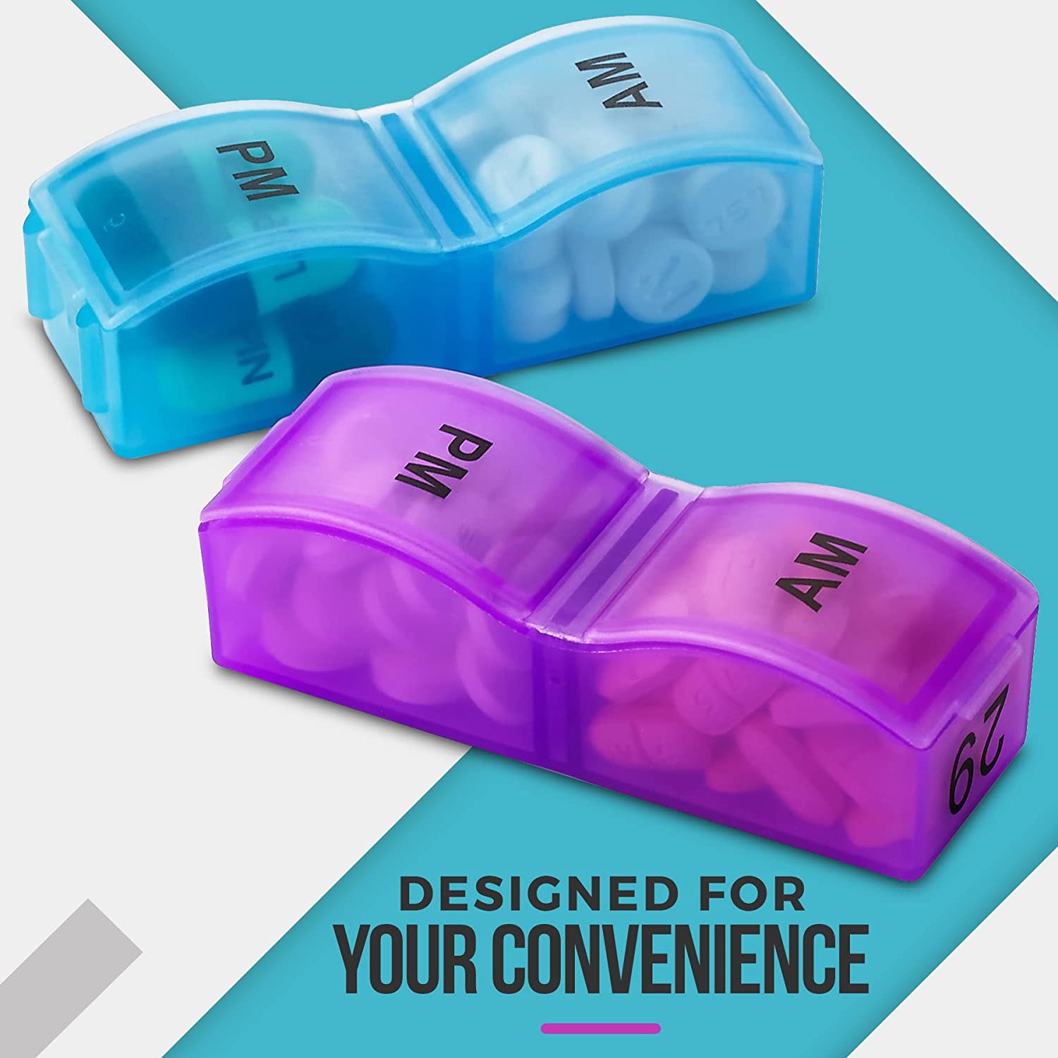 Monthly Pill Organizer - Am/Pm Daily Pill Organizer 32 Compartments for Each Day, Pill Dispenser and Dispenser Caddy That Helps You Organize Your Life, Perfect for Supplements and Medication by MEDca