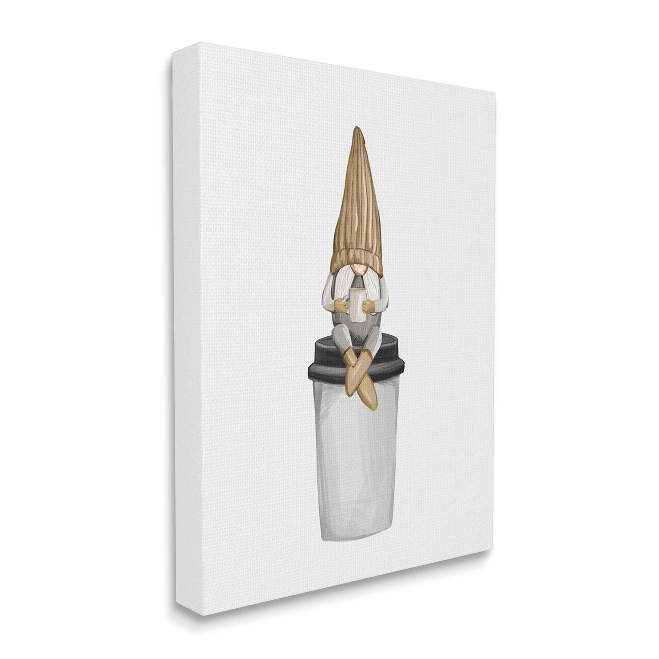 Cozy Gnome Morning Coffee Fairy Tales & Fantasy Graphic Art Gallery Wrapped Canvas Print Wall Art