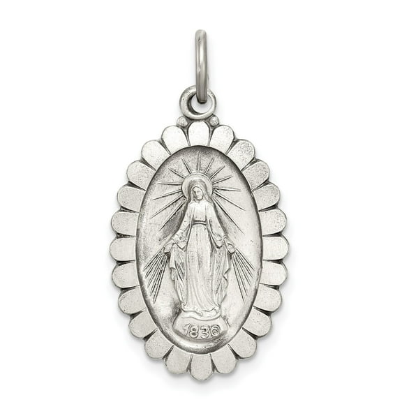 Sterling Silver Miraculous Medal Pendant for Women with Virgin Mary, 1830 Mark, Catholic Religious Charm for Faith, Grace, Protection, Devotional Wear