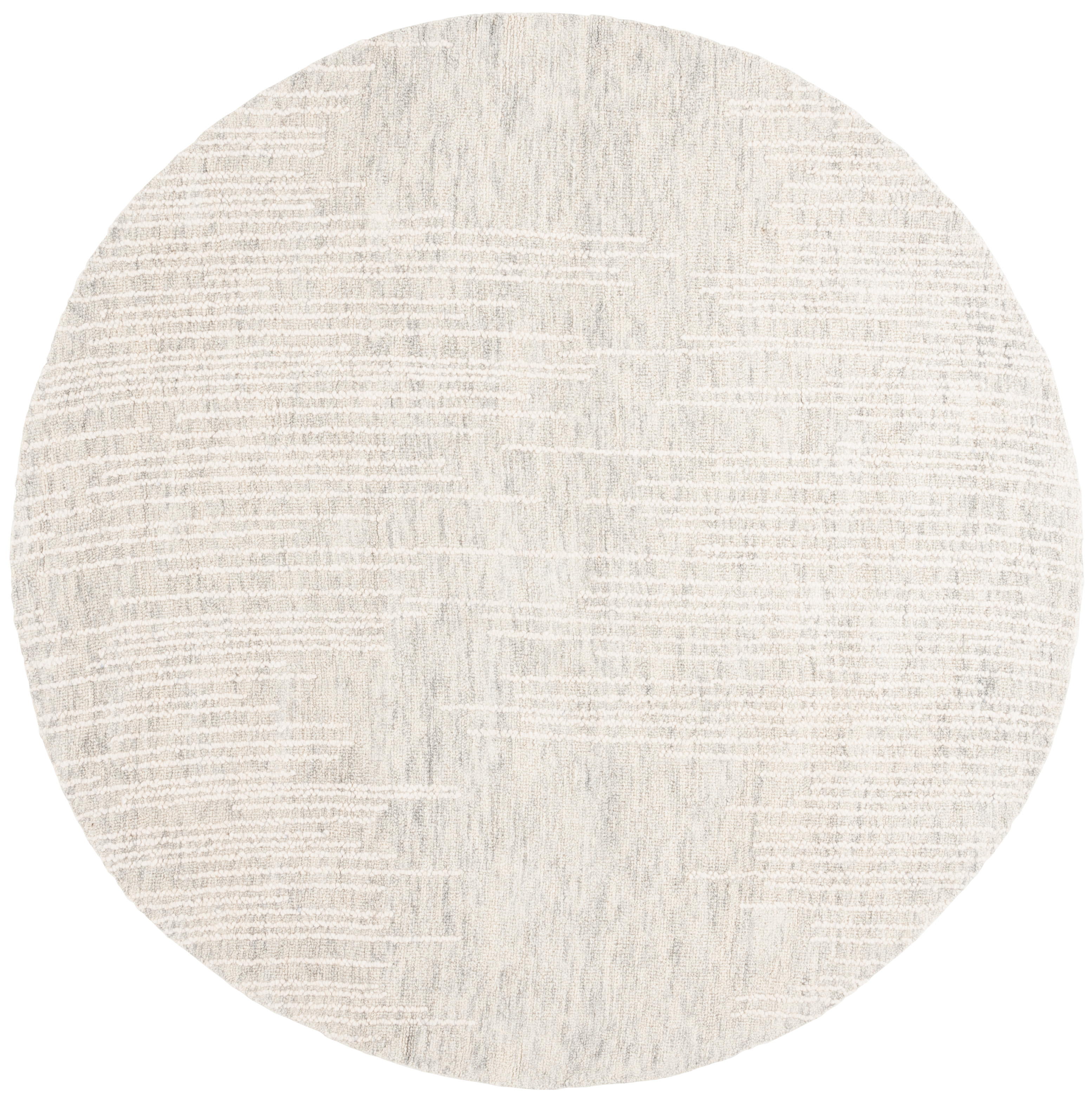 SAFAVIEH Abstract Nina Striped Geometric Area Rug, Light Gray/Ivory, 6' x 6' Round