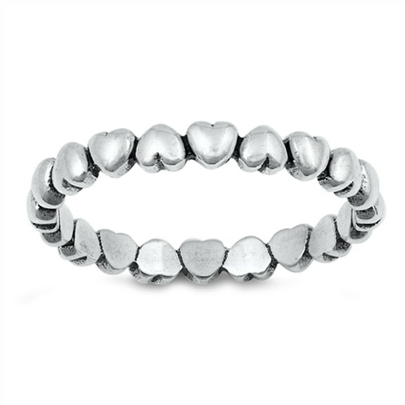 Oxidized Heart Stackable Purity Love Ring .925 Sterling Silver Band Jewelry Female Male Size 9