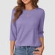 thumbnail image 2 of Camiseta de manga tres cuartos cómoda y casual de cuello redondo para mujer, 2 of 6