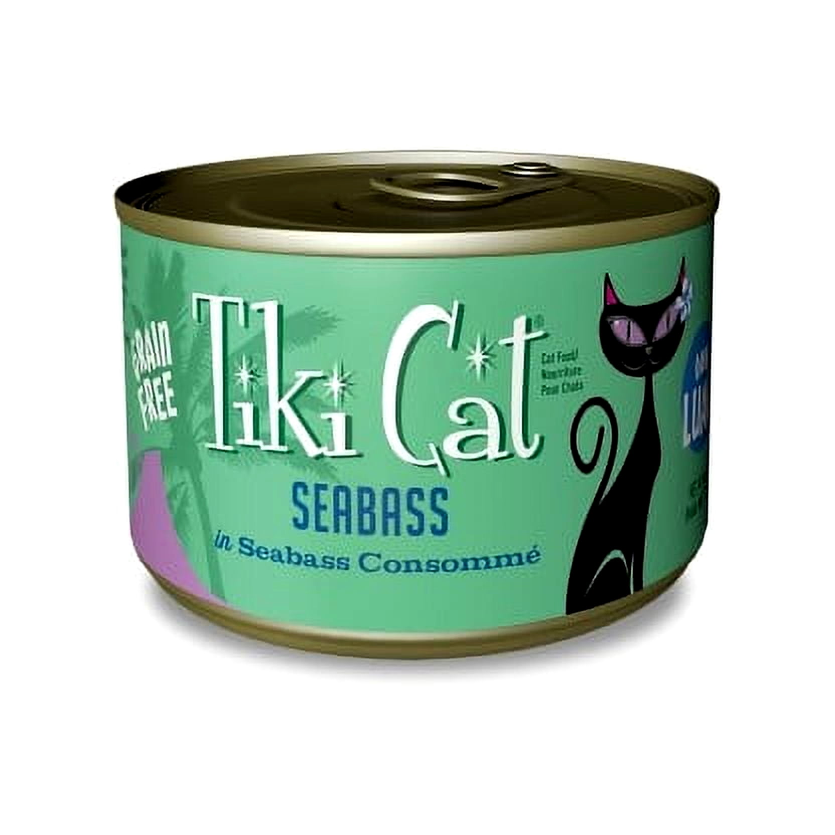 (8 Pack) Tiki Cat Oahu Luau Seabass Wet Cat Food, 6 oz. Cans