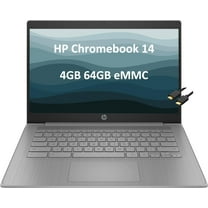 HP Chromebook 14a 14" HD (Intel 4-Core Celeron N4120, 4GB RAM, 64GB eMMc, UHD Graphics 600) Home & Student Laptop, 14 Hours Battery Life, Anti-Glare, Webcam, Wi-Fi, IST Cable, Type-C, Chrome OS