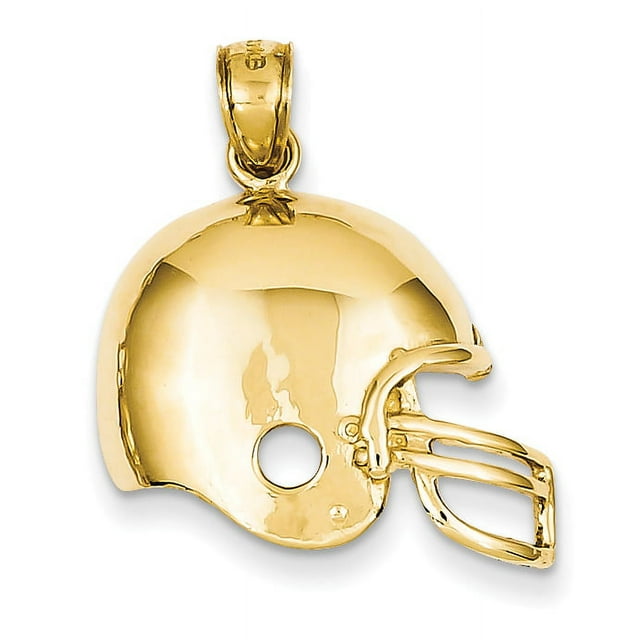Collier Casque de Football en Or Jaune 14k Pendentif Sport