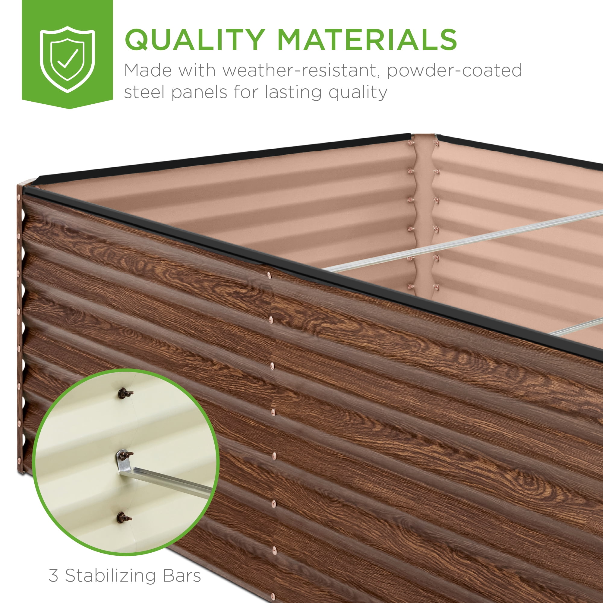Best Choice Products 8x4x2ft Outdoor Metal Raised Garden Bed for Vegetables Flowers Herbs - Dark Brown Wood Grain