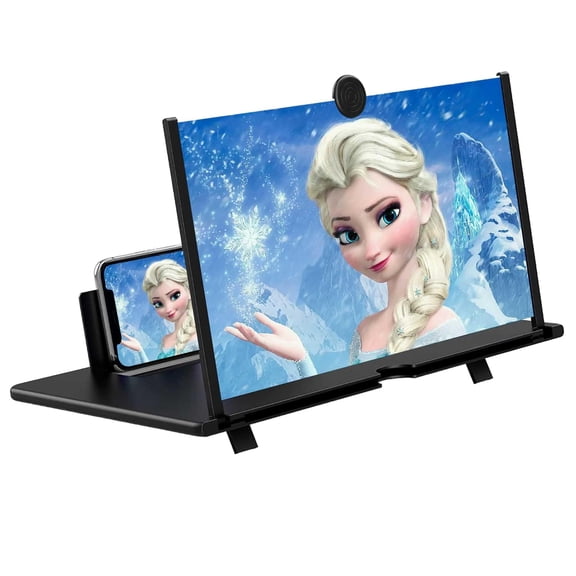 18" Screen Magnifier for Cell Phone – 3D HD Magnifing Screen Enlarger Projector for Movies Videos and Gaming – Foldable Phone Stand Holder with Screen Amplifier–Compatible with All Smartphones