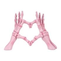 Skeleton Heart Hand Statue Halloween Heart Hand Figurine Resin Heart Hand Sculpture Hand Love Gesture Statues for Wedding Halloween Desk Bookshelf Decor