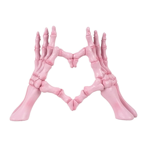 Skeleton Heart Hand Statue Halloween Heart Hand Figurine Resin Heart Hand Sculpture Hand Love Gesture Statues for Wedding Halloween Desk Bookshelf Decor