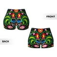 thumbnail image 3 of Rocae Roosters and Flowers for Women's Quick-Dry Running Shorts,Ladies Active Athletic Apparel Yoga Workout Gym Running Volleyball Spandex Shorts Small, 3 of 9