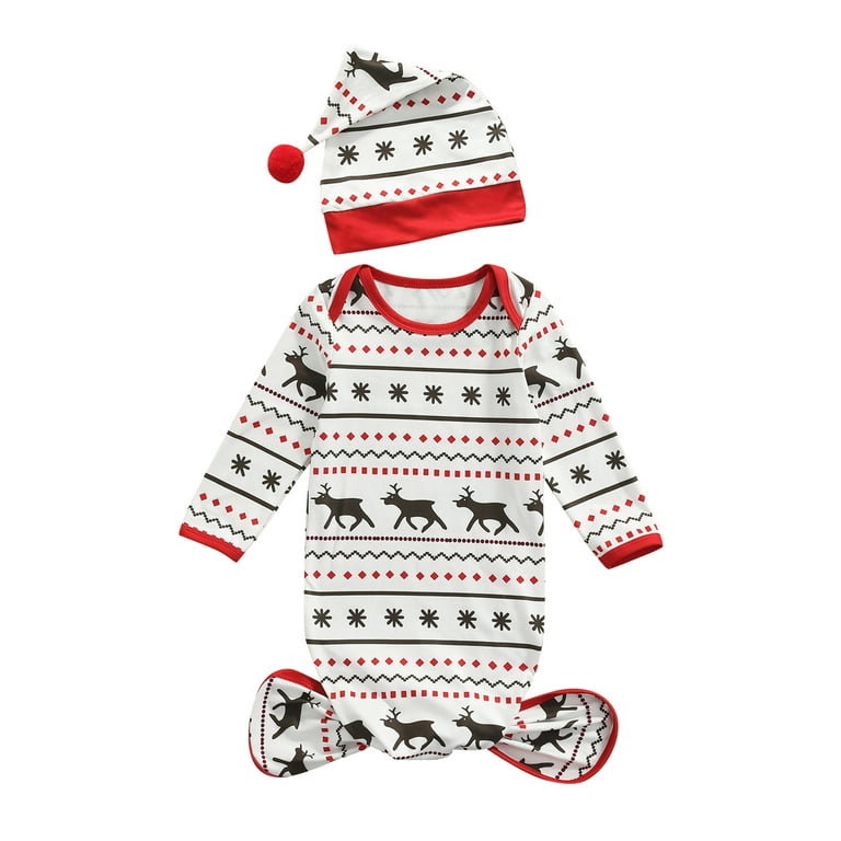 Baby Gown Newborn Girls Boys Floral Knotted Sleeper Soft Knit