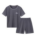 thumbnail image 2 of ITSAME Boys Girls Outfic Sets, Short Sleeve Crewneck Top and Elastic Waist Shorts 2-Piece Loungewear Cotton Summer Loose Casual Sets Gray 7T, 2 of 6