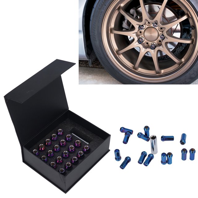 Tuercas de Rueda Aramox M12X15 Tuerca de Rueda Universal de Acero de aleación Juego de Tuercas de 48 Mm Perno de Rueda Azul Tostado ANGGREK Otros