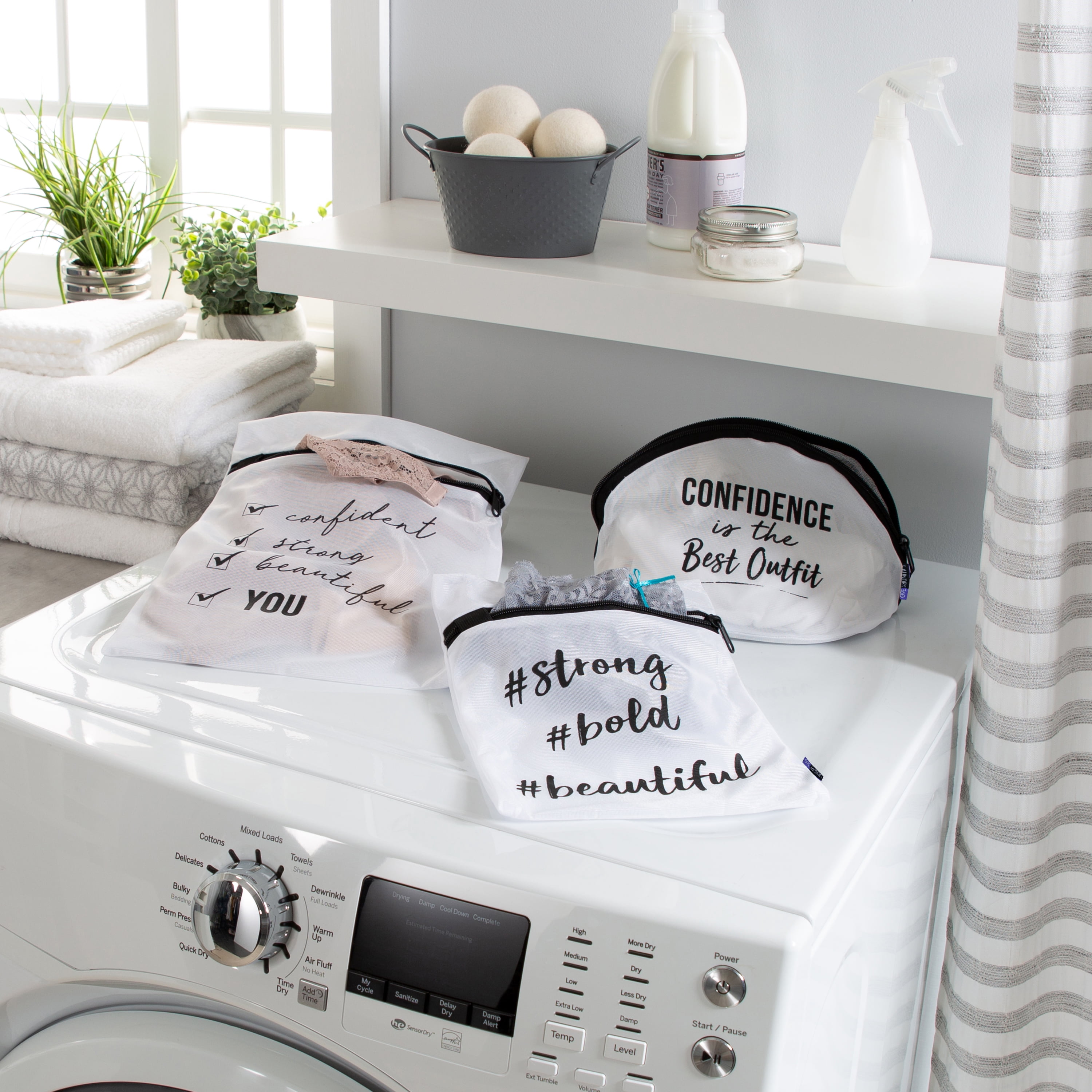 Laundry 360 3 Piece Printed Mesh Wash Bags with Bra Bag