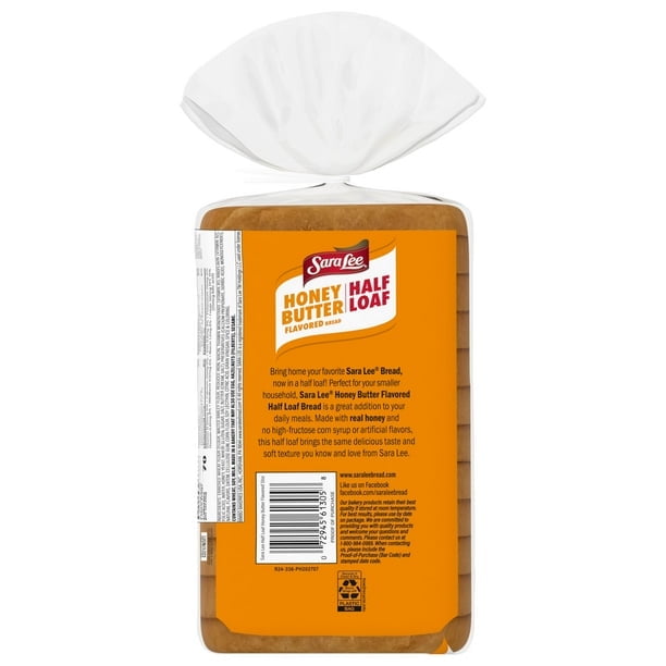 Sara Lee Half Loaf Honey Butter Bread 12 oz Bread Bag (Pack of 3)