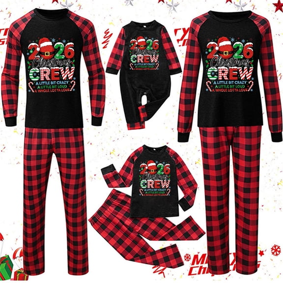 Family Matching Christmas Pajamas Set Cute Flowing Pattern 2 Piece Tops and Pj Pants Set for Family Women Men