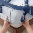 thumbnail image 3 of Full Size Fitted Sheet Set - Blue Coastal 3 Piece Bedding Sets 16" Deep Pocket Fitted Sheet with 2 Pillowcases Nautical Summer Beach Ocean Brushed Microfiber Hotel Luxury Bed Sheets, 3 of 9