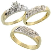 gold plated sterling silver diamond trio wedding ring set his 6mm hers 5mm mens - Trio Wedding Ring Sets gold plated sterling silver diamond trio wedding ring set his 6mm hers 5mm mens - Trio Wedding Ring Sets