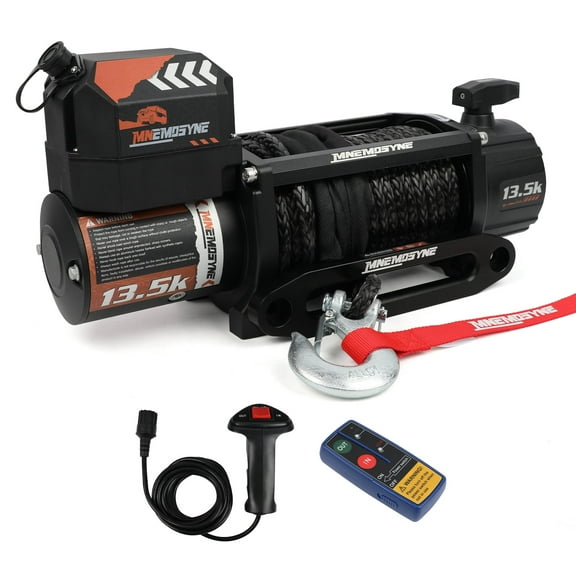 MNEMOSYNE Electric Winch 13500LBS Synthetic Rope 12v Wireless Remote Tow Truck Trailer Winch Suv 4wd