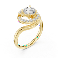 thumbnail image 2 of Zuwelria Luxurious Certified Diamond Rings | 1.25 Carat Round Shape Moissanite Diamond Wedding Ring for Women |Twisted Halo Diamond Ring for Ladies | 18K Yellow Gold Plating Over Silver Size 8, 2 of 8