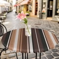 thumbnail image 4 of Brown Black Stripes Fitted Tablecloth with Elastic Edged, Round Table Cloth for Dining Table, Farmhouse Vintage Abstract Lines Waterproof Oil Proof Table Cover for Indoor Outdoor 36"-44", 4 of 8