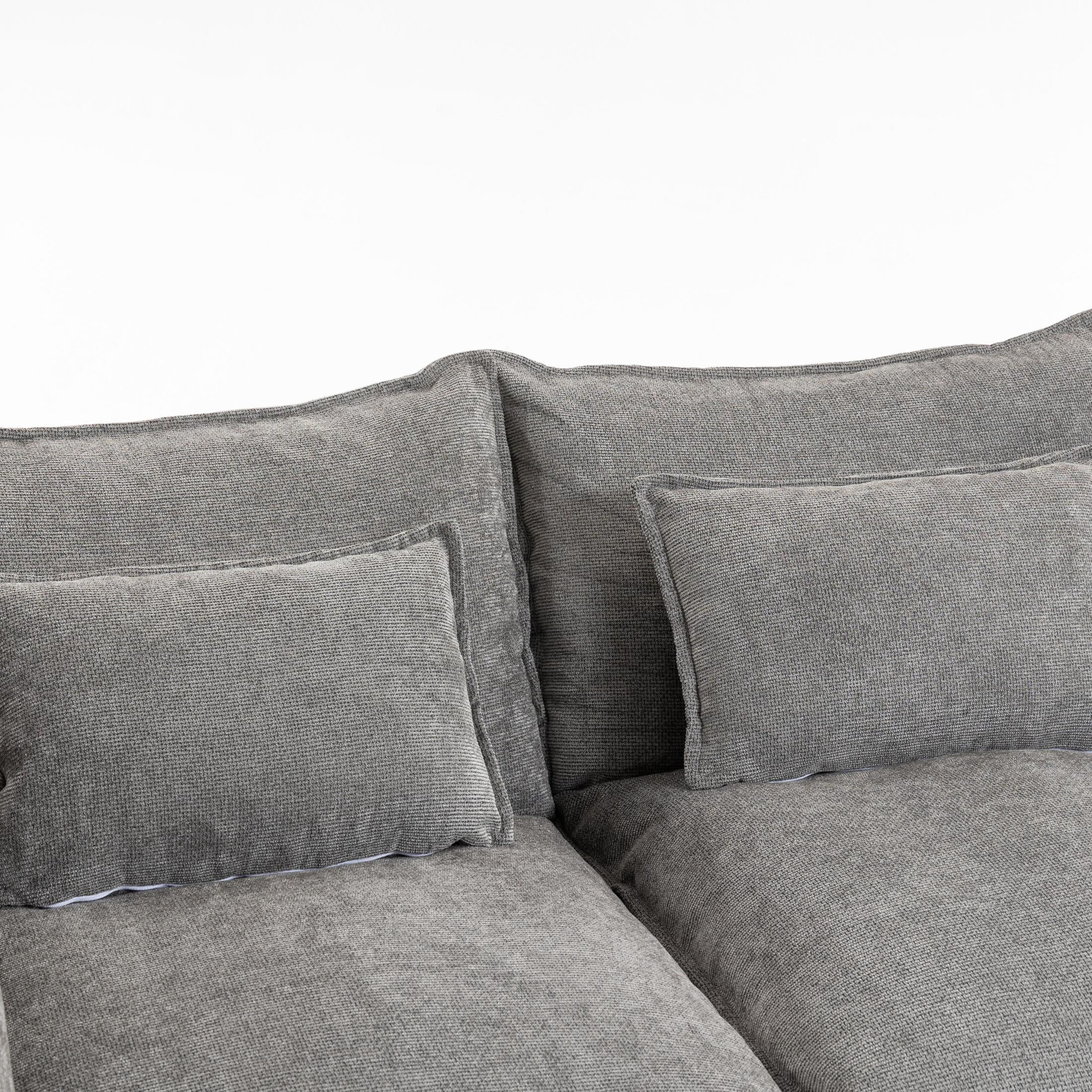 GDF Studio Lunas 74.8" Oversized Modular Cloud Waffle Fabric Sectional Sofa, 2-Seat Comfy Couch for Living Room, Grey