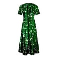 thumbnail image 5 of Penkiiy Women's Summer Shiny Print Casual Short Sleeve Crewneck Basic Swing T Shirt Dress Flowy Beach Vacation Sundress L Green, 5 of 8