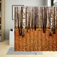 thumbnail image 3 of Autumn Birch Trees Forest Shower Curtain Deciduous Stream Scenery Bathroom Curtains Decorative Cloth Washable Fabric With, 3 of 8