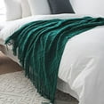 thumbnail image 2 of Fennco Styles Rhombus Diamond Knit Modern Fringe Throw 50" W x 60" L - Olive Geometric Throw Blanket for Sofa, Couch, Living Room, Bedroom Décor, 2 of 2