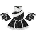 thumbnail image 5 of TiaoBug Kids Girls Cheerleading Uniform Sleeveless Sequin Dress with Tassel Flower Balls Outfits Black 14, 5 of 7