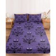 thumbnail image 2 of Twin Sze Fitted Sheet Set - Halloween 2 Piece Bedding Sets 16" Deep Pocket Fitted Sheet with 1 Pillowcase, Purple Black Haunted Ghost Fall Autumn Brushed Microfiber Hotel Luxury Bed Sheets, 2 of 9
