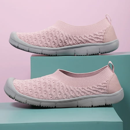 

Cathalem Casual Shoes for Women 8 2022 New Ladies Fashion Fly Woven Breathable Mesh Toe Head Lightweight Casual Comfortable Flat Shoes Pink 8.5